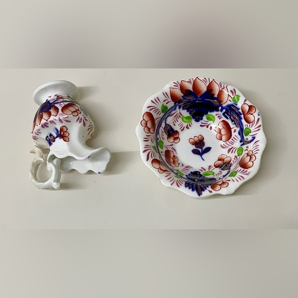 19th Century Antique Gaudy Welsh Grape Pattern Miniature Jug Pitcher & Bowl - Picture 5 of 16